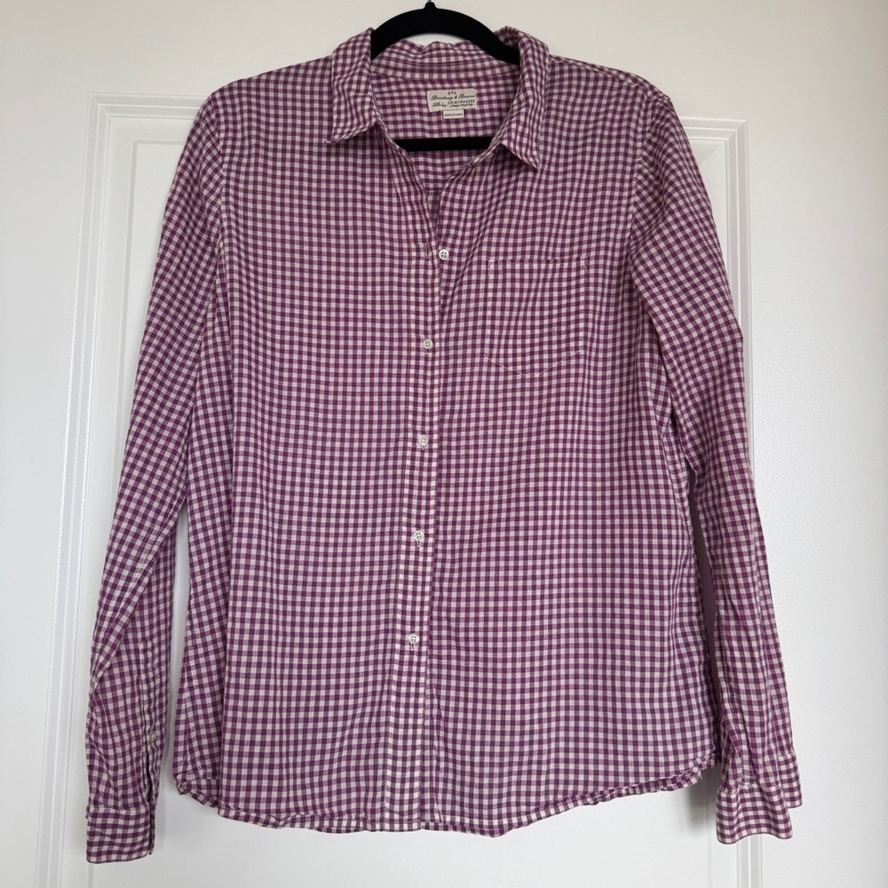 MADEWELL Broadway & Broome Women’s Gingham Boyshirt Button-Down Shirt Large EUC